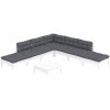 Loungegrupp med dynor 8 delar vit massiv furu vidaXL – miniatyr 3