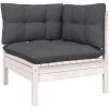 Loungegrupp med dynor 8 delar vit massiv furu vidaXL – miniatyr 4