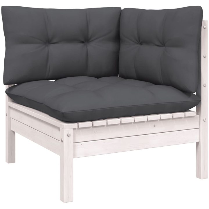 Loungegrupp med dynor 8 delar vit massiv furu vidaXL – bild 4