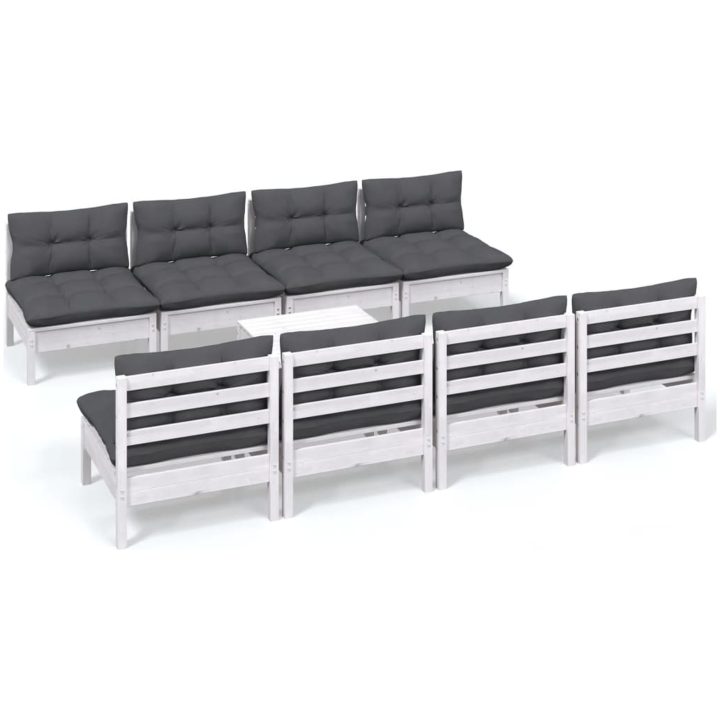 Loungegrupp med dynor 9 delar massiv furu vidaXL – bild 2