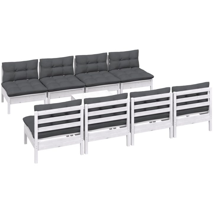 Loungegrupp med dynor 9 delar massiv furu vidaXL – bild 3