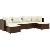 Loungegrupp med dynor brun konstrotting vidaXL – miniatyr 2