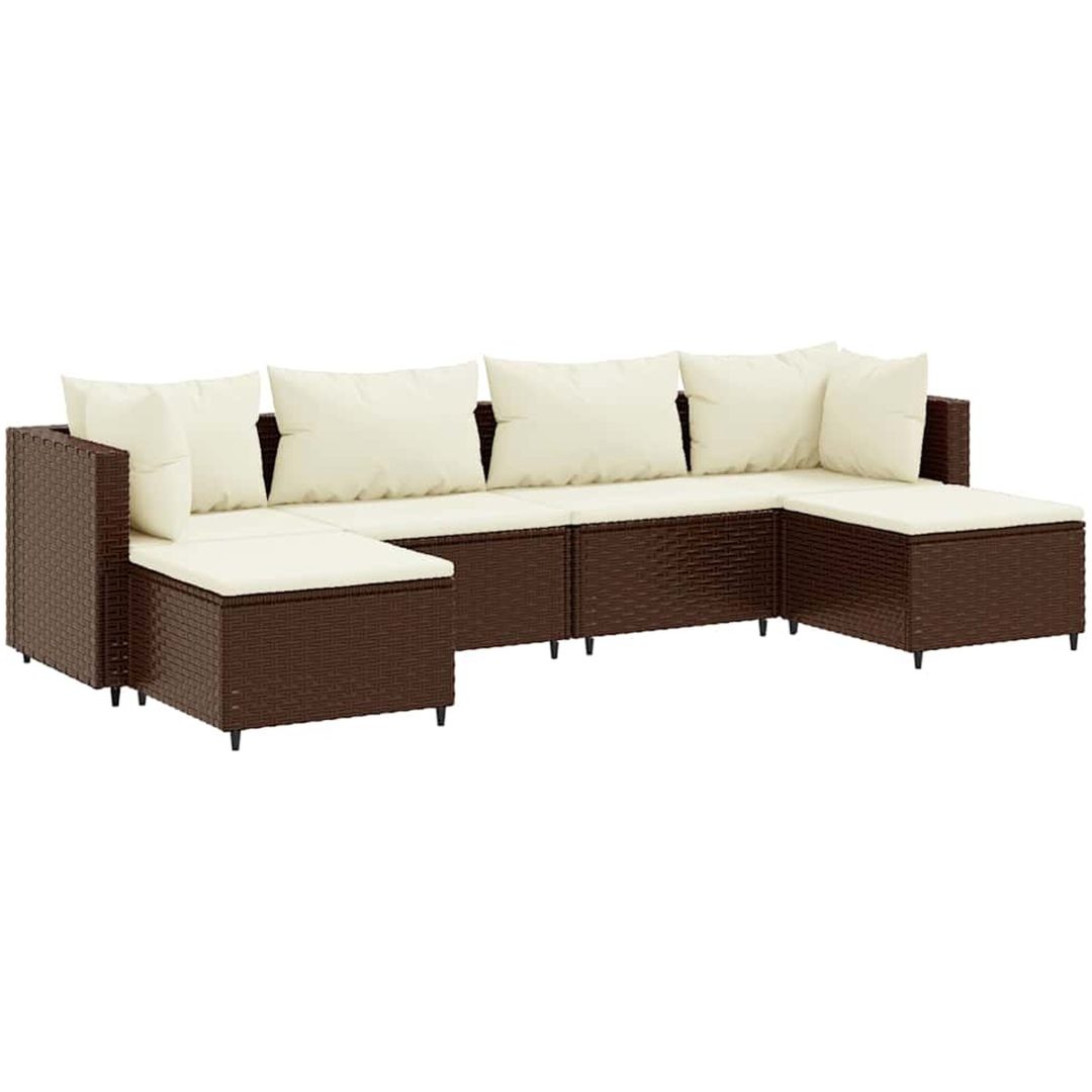 Loungegrupp med dynor brun konstrotting vidaXL – bild 2