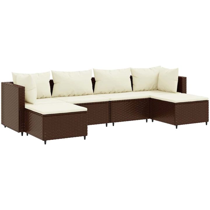 Loungegrupp med dynor brun konstrotting vidaXL – bild 2