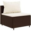 Loungegrupp med dynor brun konstrotting vidaXL – miniatyr 4