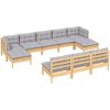 Loungegrupp med grå dynor 10 delar massiv furu vidaXL – miniatyr 3