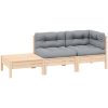 Loungegrupp med grå dynor 3 delar massiv furu vidaXL – miniatyr 1