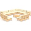 Loungegrupp med gräddvita dynor 13 delar massiv furu vidaXL – miniatyr 2