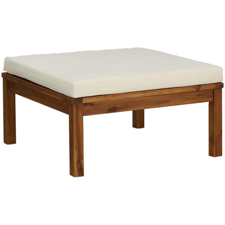 Loungegrupp med gräddvita dynor 3 delar massivt akaciaträ vidaXL – bild 9