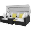 Loungegrupp med soltak 7 delar konstrotting svart vidaXL – miniatyr 2