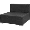 Loungegrupp med soltak 7 delar konstrotting svart vidaXL – miniatyr 6