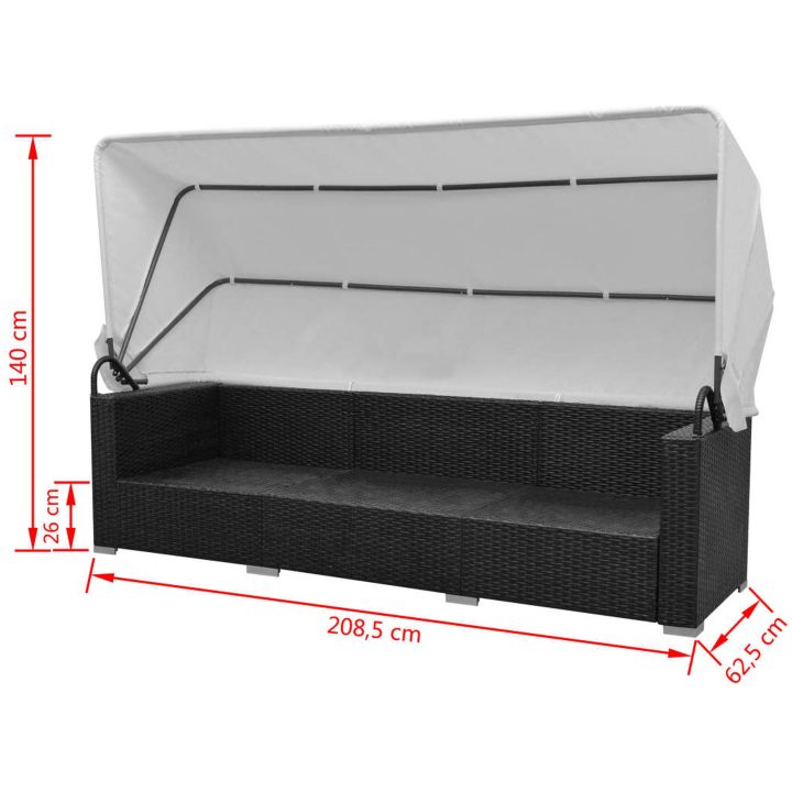Loungegrupp med soltak 7 delar konstrotting svart vidaXL – bild 8