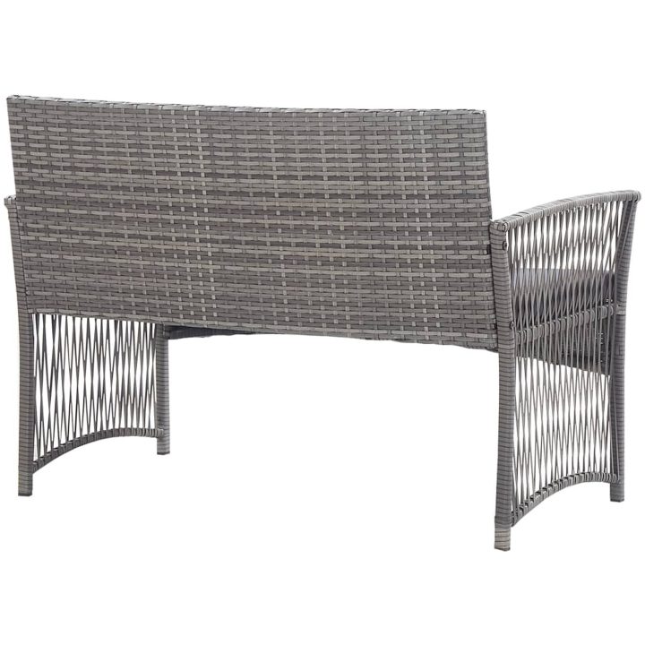 Loungegrupp trädgård med dynor 4 delar konstrotting antracit vidaXL – bild 11