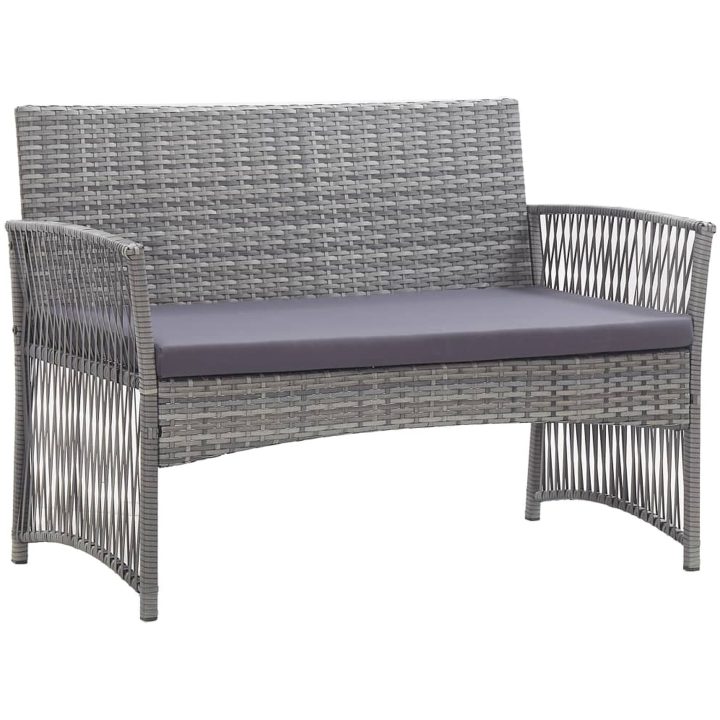 Loungegrupp trädgård med dynor 4 delar konstrotting antracit vidaXL – bild 8