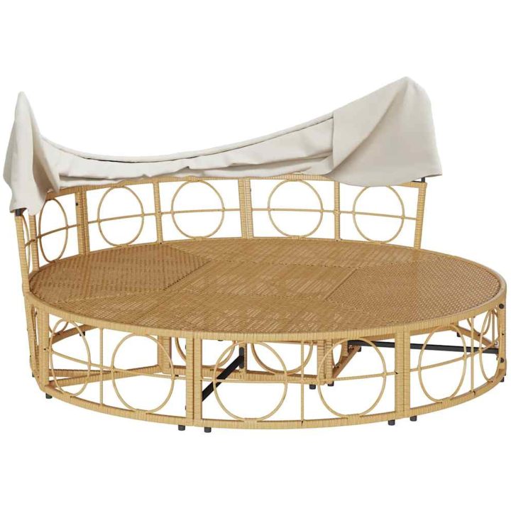 Loungesäng utomhus med sufflett och kuddar i konstrotting vidaXL 160 x 151 cm – bild 5