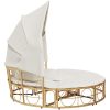 Loungesäng utomhus med sufflett och kuddar i konstrotting vidaXL 160 x 151 cm – miniatyr 7
