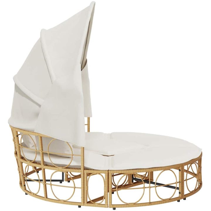 Loungesäng utomhus med sufflett och kuddar i konstrotting vidaXL 160 x 151 cm – bild 7