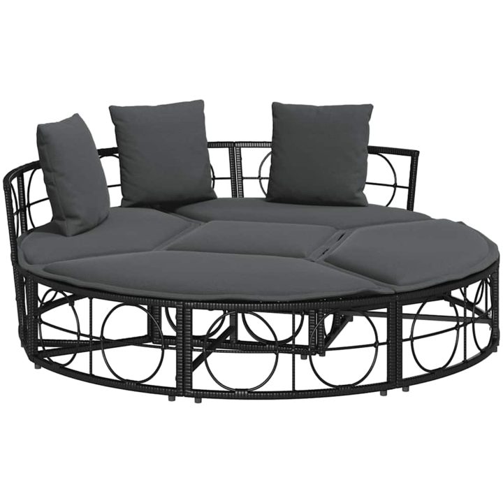 Loungesäng utomhus utan sufflett svart konstrotting vidaXL 160 x 50 cm – bild 2