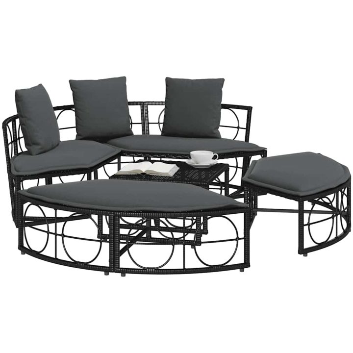 Loungesäng utomhus utan sufflett svart konstrotting vidaXL 160 x 50 cm – bild 4