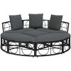 Loungesäng utomhus utan sufflett svart konstrotting vidaXL 160 x 50 cm – miniatyr 6