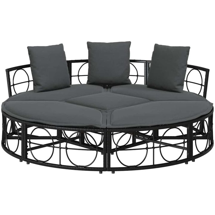 Loungesäng utomhus utan sufflett svart konstrotting vidaXL 160 x 50 cm – bild 6