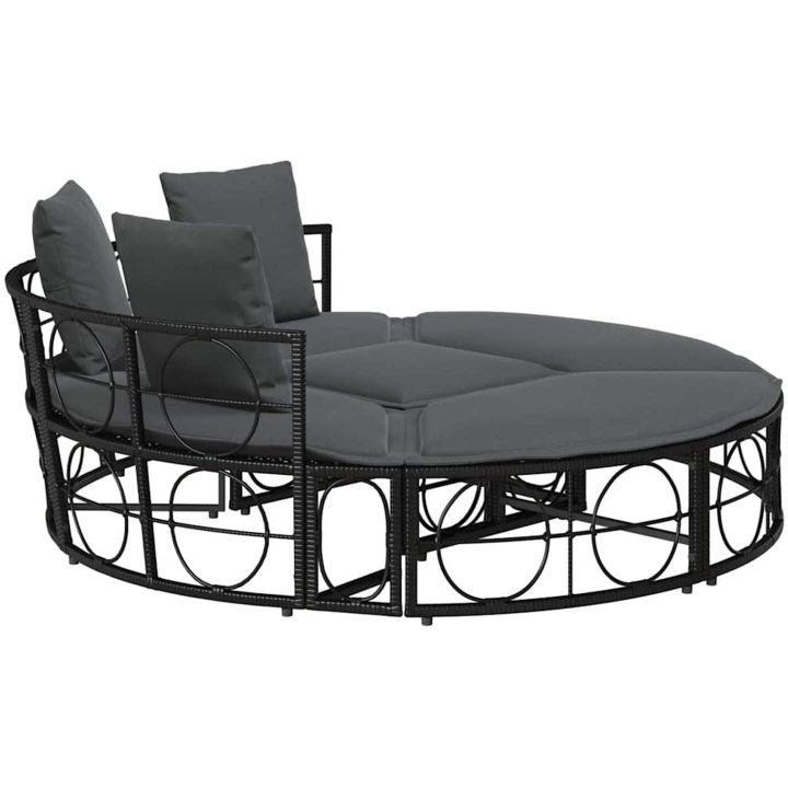 Loungesäng utomhus utan sufflett svart konstrotting vidaXL 160 x 50 cm – bild 7
