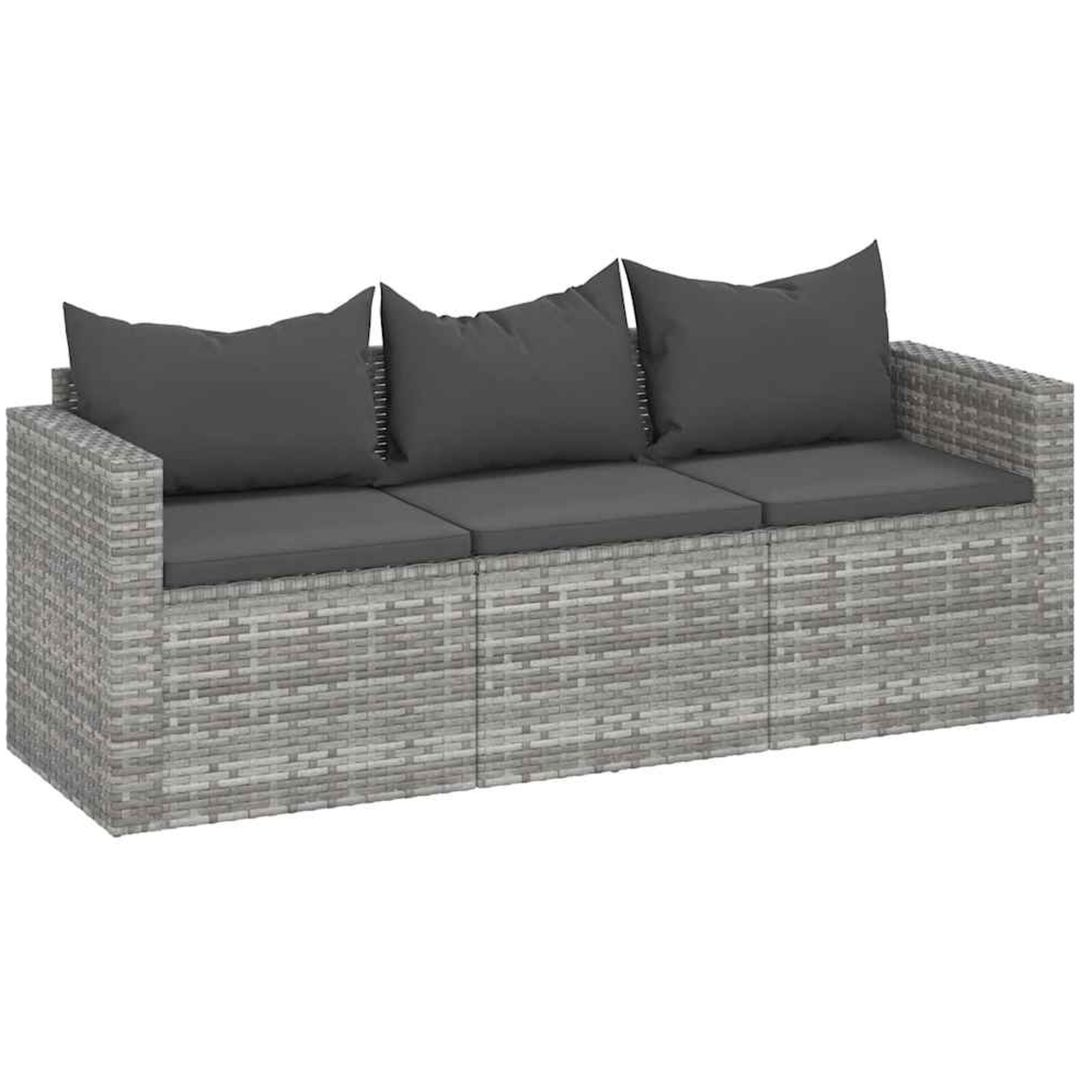 Loungesoffa 3-sits med dynor grå konstrotting vidaXL – bild 2