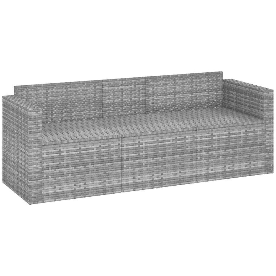 Loungesoffa 3-sits med dynor grå konstrotting vidaXL – bild 3