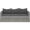 Loungesoffa 3-sits med dynor grå konstrotting vidaXL – miniatyr 4
