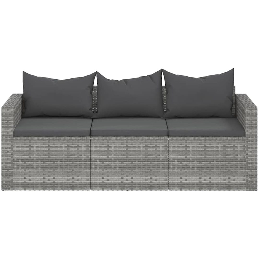 Loungesoffa 3-sits med dynor grå konstrotting vidaXL – bild 4