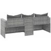 Loungesoffa 3-sits med dynor grå konstrotting vidaXL – miniatyr 6