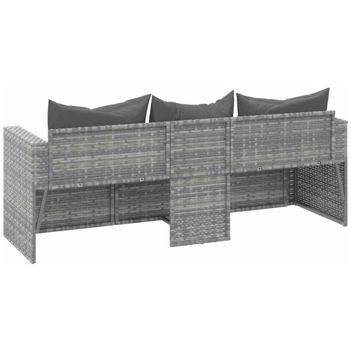 Loungesoffa 3-sits med dynor grå konstrotting vidaXL – bild 6