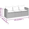 Loungesoffa 3-sits med dynor grå konstrotting vidaXL – miniatyr 8