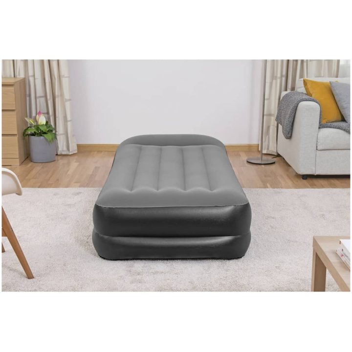 Luftmadrass med inbyggd fotpump flockad 191x97x46 cm Bestway – bild 5