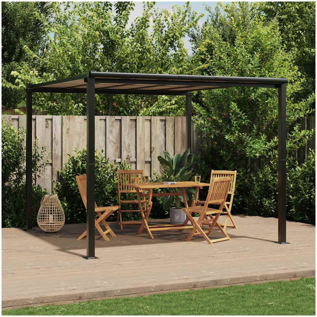 Lusthus antracit 3x3 m aluminium vidaXL