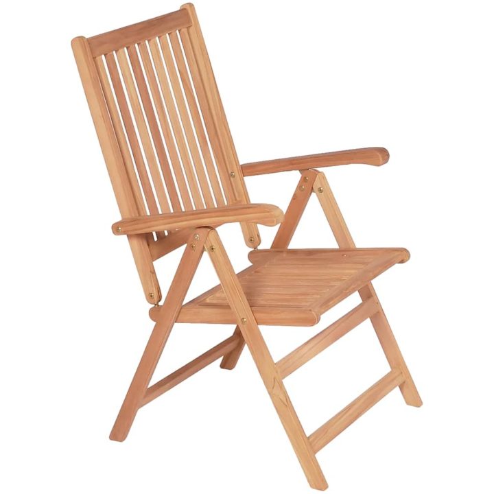 Lutningsbara trädgårdsstolar 2 st massiv teak vidaXL – bild 4