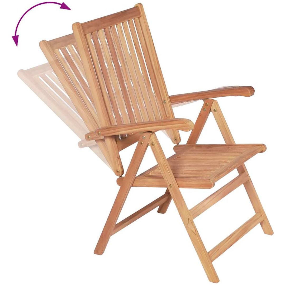 Lutningsbara trädgårdsstolar 2 st massiv teak vidaXL – bild 5