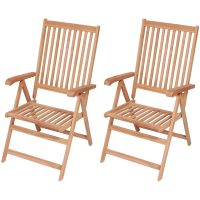 Lutningsbara trädgårdsstolar 2 st massiv teak vidaXL