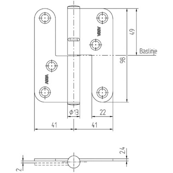 Lyftgångjärn 3220 STRUKTUR LYFTGÅNGJÄRN 3220 V EFZ 100MM – bild 2