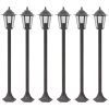 Lyktstolpar för trädgård 6 st E27 110 cm aluminium brons vidaXL – miniatyr 1