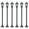 Lyktstolpar för trädgård 6 st E27 110 cm aluminium mörkgrön vidaXL – miniatyr 1
