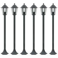 Lyktstolpar för trädgård 6 st E27 110 cm aluminium mörkgrön vidaXL