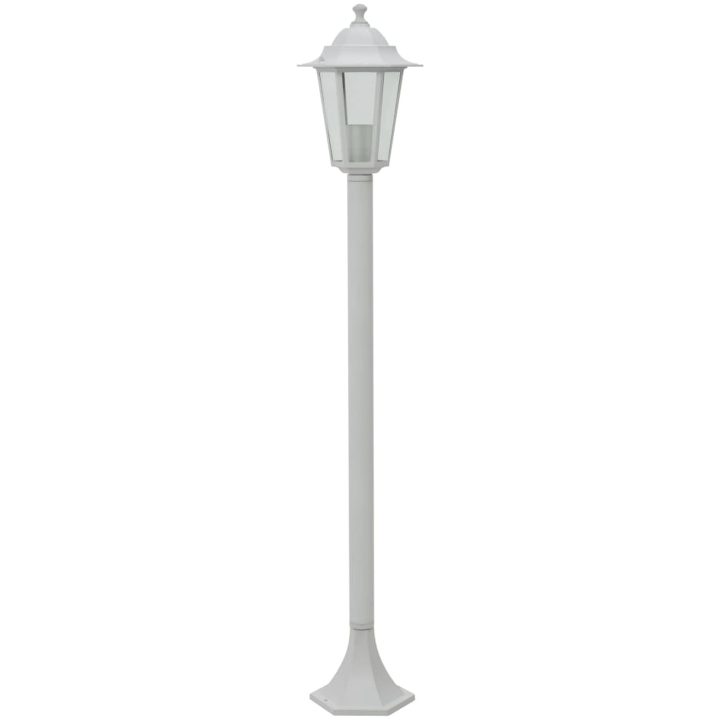 Lyktstolpar för trädgård 6 st E27 110 cm aluminium vit vidaXL – bild 3