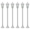 Lyktstolpar för trädgård 6 st E27 110 cm aluminium vit vidaXL – miniatyr 1
