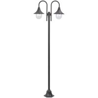 Lyktstolpe för trädgård E27 220 cm aluminium 2 lyktor brons vidaXL