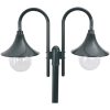Lyktstolpe för trädgård E27 220 cm aluminium 2 lyktor mörkgrön vidaXL – miniatyr 2
