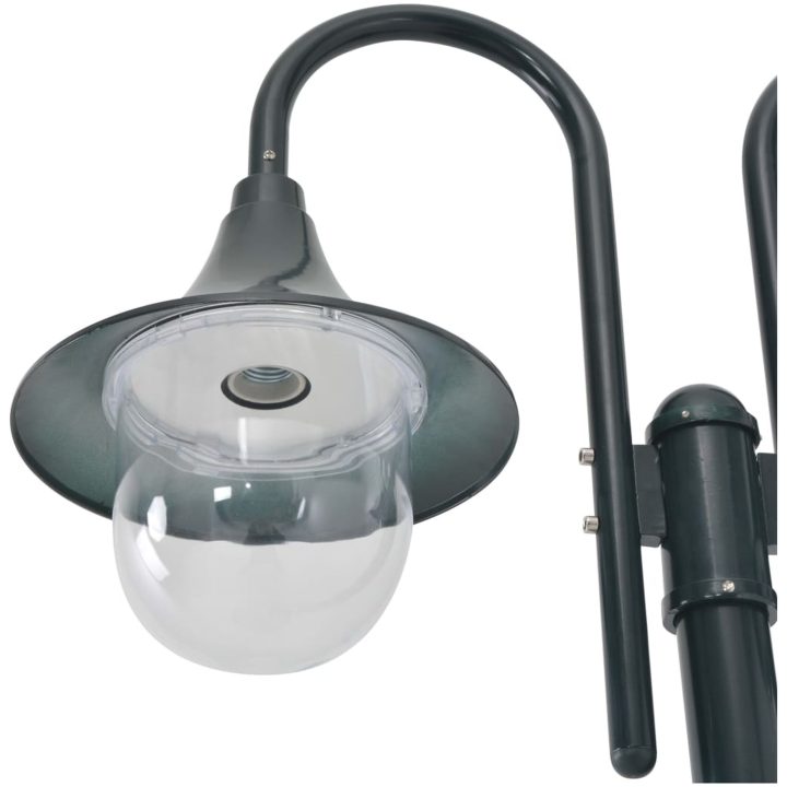 Lyktstolpe för trädgård E27 220 cm aluminium 2 lyktor mörkgrön vidaXL – bild 3