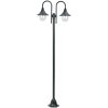 Lyktstolpe för trädgård E27 220 cm aluminium 2 lyktor mörkgrön vidaXL – miniatyr 1