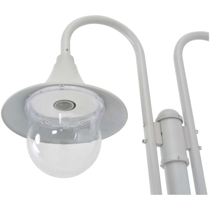 Lyktstolpe för trädgård E27 220 cm aluminium 2 lyktor vit vidaXL – bild 3