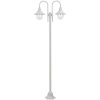 Lyktstolpe för trädgård E27 220 cm aluminium 2 lyktor vit vidaXL – miniatyr 1